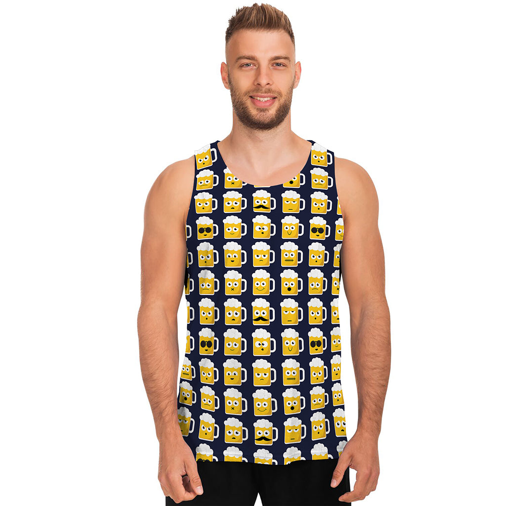 Beer Emoji Pattern Print Men's Tank Top