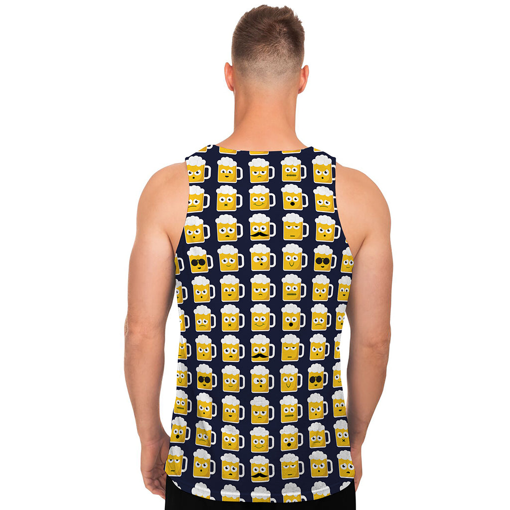 Beer Emoji Pattern Print Men's Tank Top