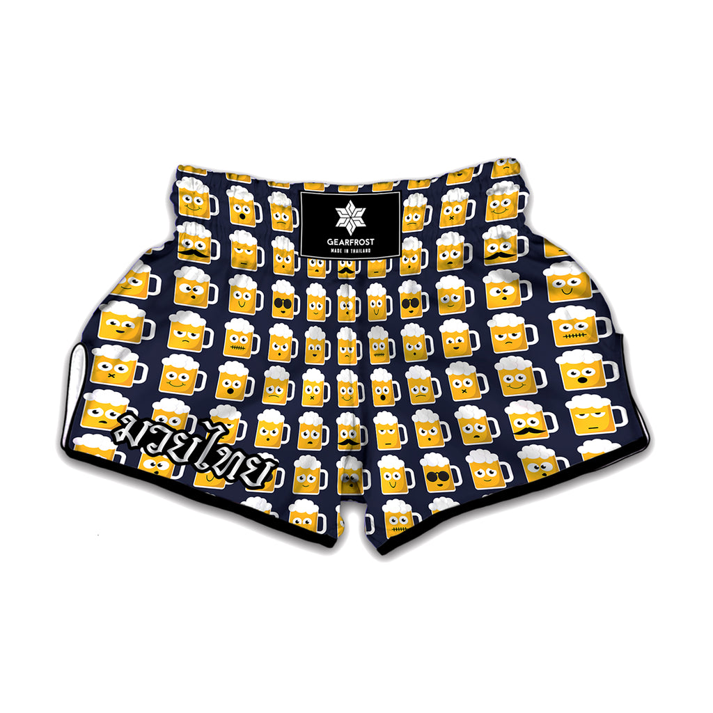 Beer Emoji Pattern Print Muay Thai Boxing Shorts