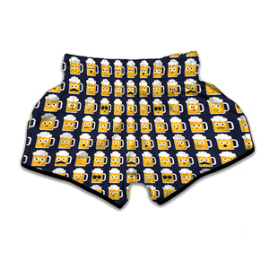 Beer Emoji Pattern Print Muay Thai Boxing Shorts