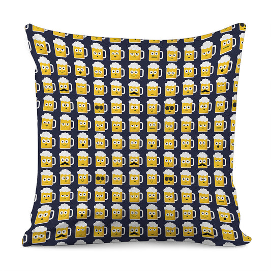 Beer Emoji Pattern Print Pillow Cover