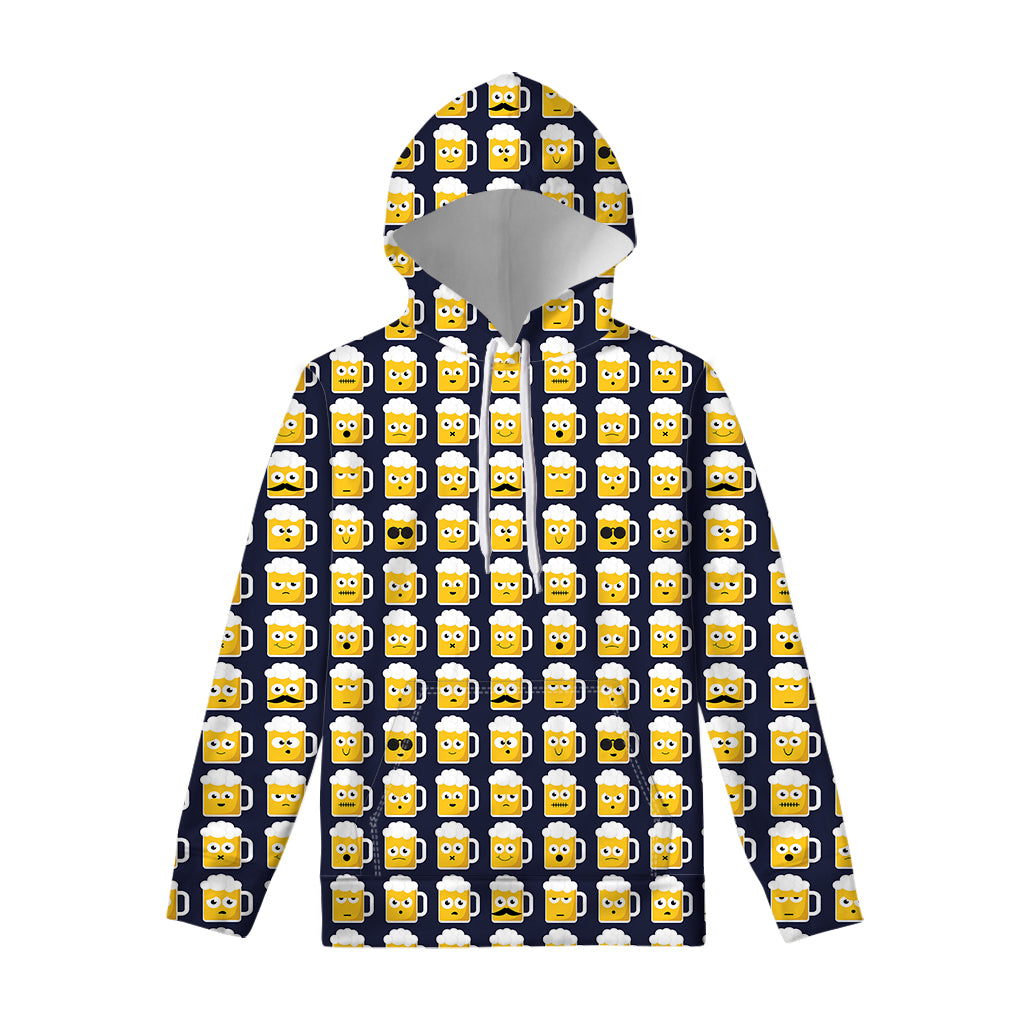 Beer Emoji Pattern Print Pullover Hoodie