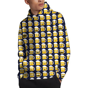 Beer Emoji Pattern Print Pullover Hoodie