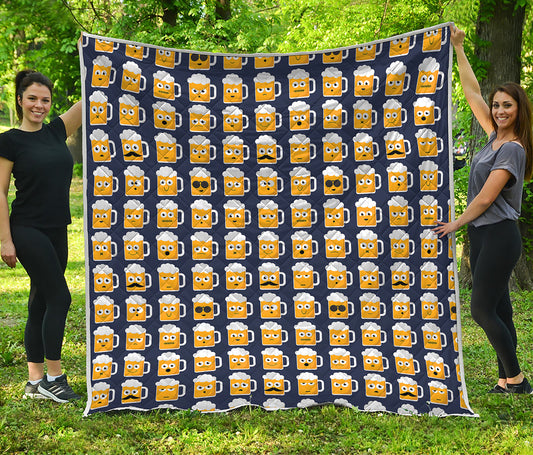 Beer Emoji Pattern Print Quilt