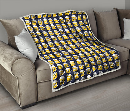 Beer Emoji Pattern Print Quilt