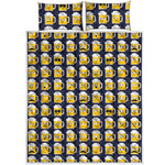 Beer Emoji Pattern Print Quilt Bed Set