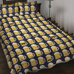 Beer Emoji Pattern Print Quilt Bed Set