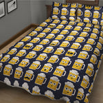Beer Emoji Pattern Print Quilt Bed Set