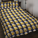 Beer Emoji Pattern Print Quilt Bed Set