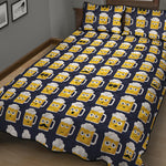 Beer Emoji Pattern Print Quilt Bed Set