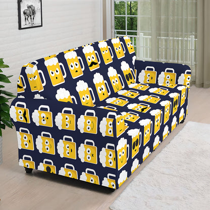 Beer Emoji Pattern Print Sofa Cover