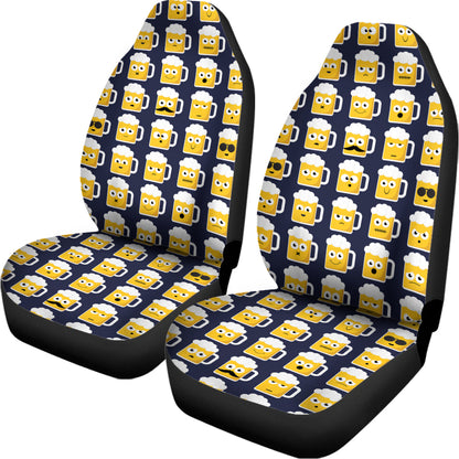 Beer Emoji Pattern Print Universal Fit Car Seat Covers