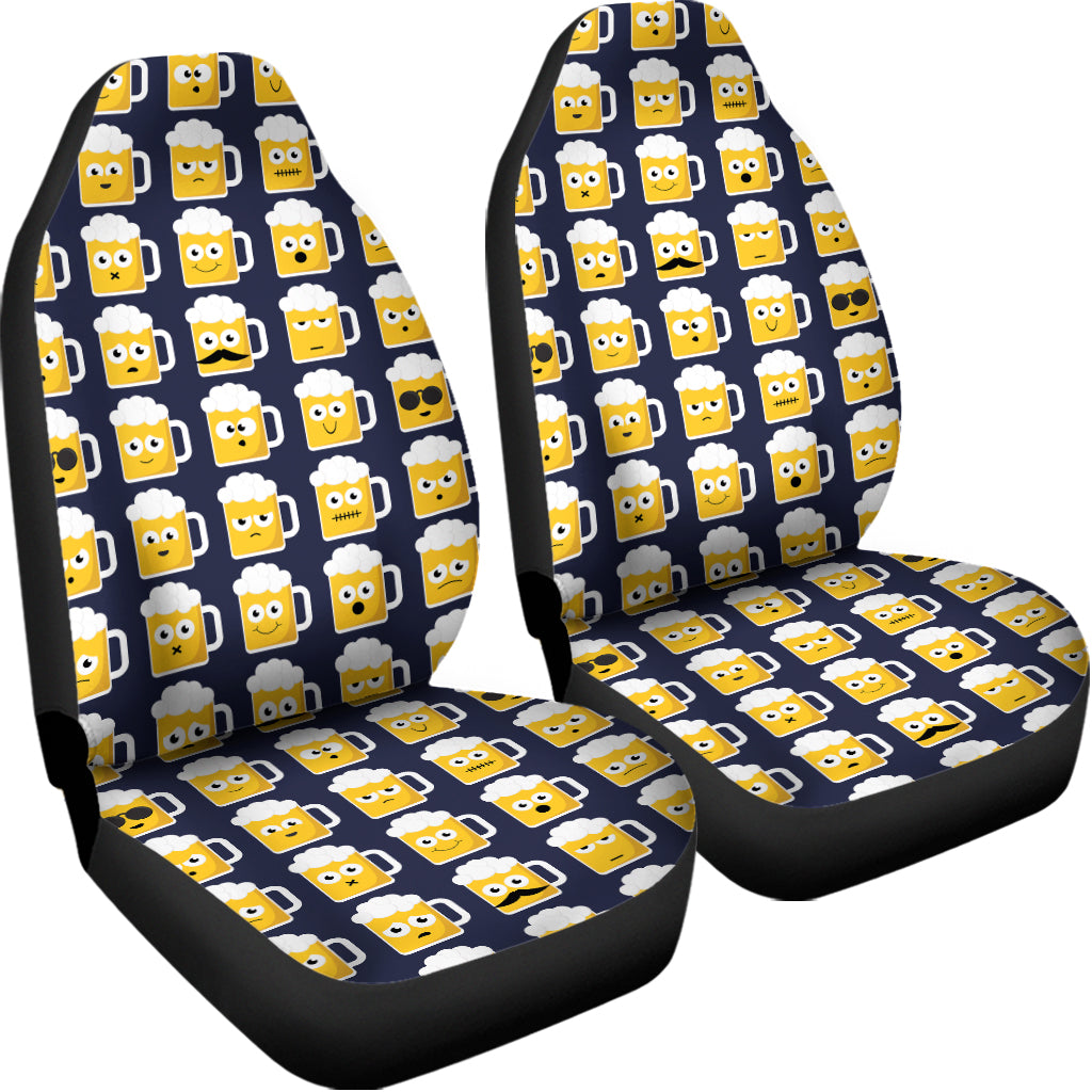 Beer Emoji Pattern Print Universal Fit Car Seat Covers