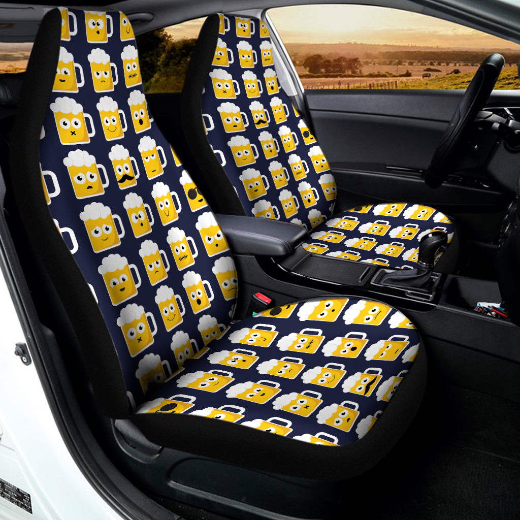Beer Emoji Pattern Print Universal Fit Car Seat Covers