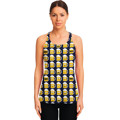 Beer Emoji Pattern Print Women's Racerback Tank Top