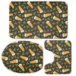 Beer Hop Cone And Leaf Pattern Print 3 Piece Bath Mat Set