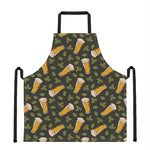 Beer Hop Cone And Leaf Pattern Print Apron