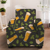 Beer Hop Cone And Leaf Pattern Print Armchair Slipcover