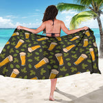 Beer Hop Cone And Leaf Pattern Print Beach Sarong Wrap