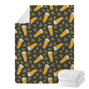 Beer Hop Cone And Leaf Pattern Print Blanket