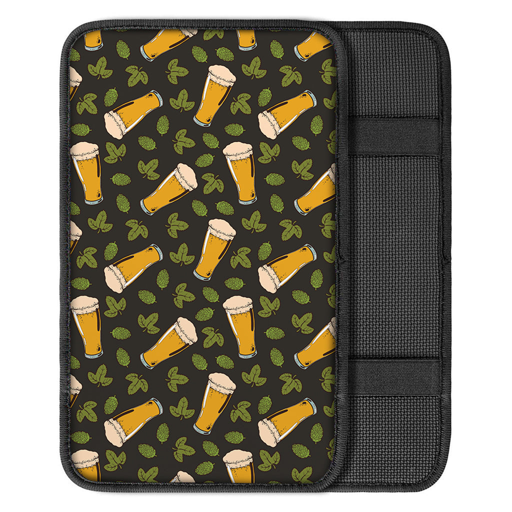 Beer Hop Cone And Leaf Pattern Print Car Center Console Cover