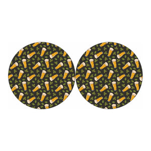 Beer Hop Cone And Leaf Pattern Print Car Coasters