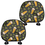 Beer Hop Cone And Leaf Pattern Print Car Headrest Covers