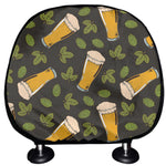 Beer Hop Cone And Leaf Pattern Print Car Headrest Covers