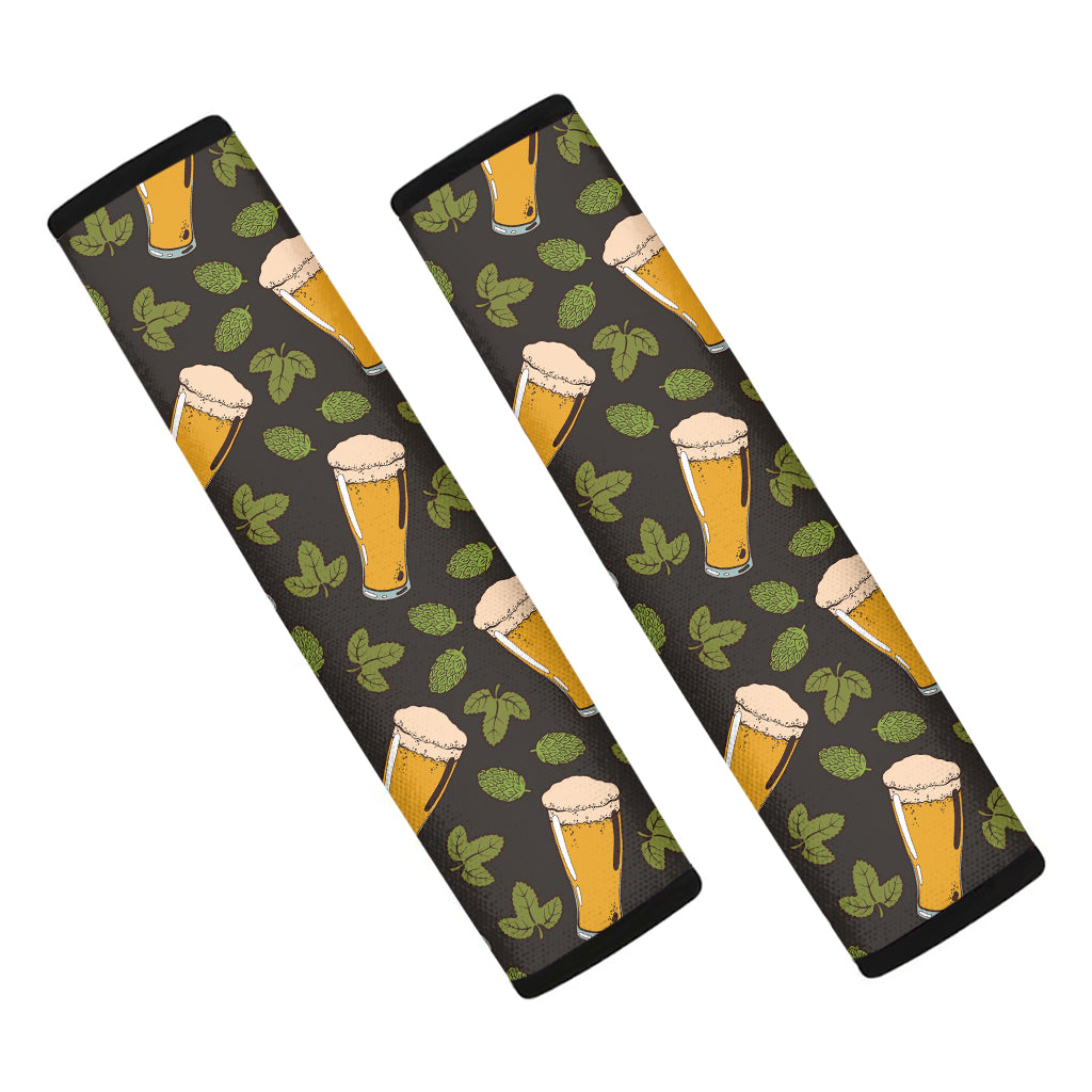 Beer Hop Cone And Leaf Pattern Print Car Seat Belt Covers