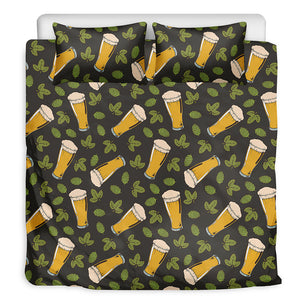 Beer Hop Cone And Leaf Pattern Print Duvet Cover Bedding Set