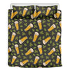 Beer Hop Cone And Leaf Pattern Print Duvet Cover Bedding Set