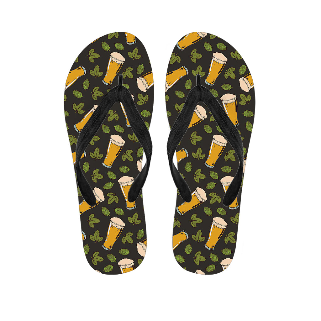 Beer Hop Cone And Leaf Pattern Print Flip Flops