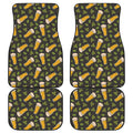 Beer Hop Cone And Leaf Pattern Print Front and Back Car Floor Mats