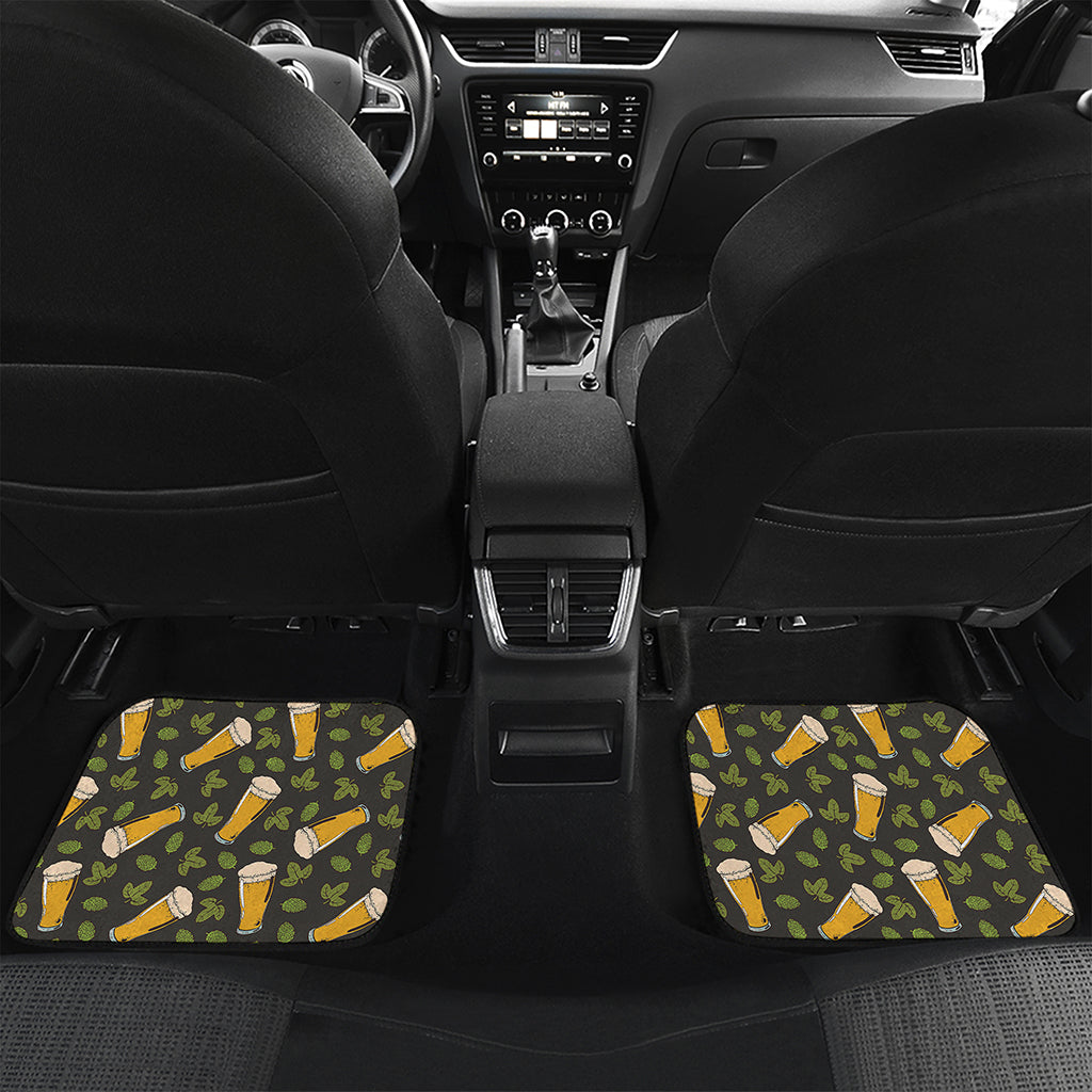 Beer Hop Cone And Leaf Pattern Print Front and Back Car Floor Mats