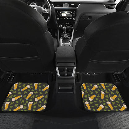 Beer Hop Cone And Leaf Pattern Print Front and Back Car Floor Mats