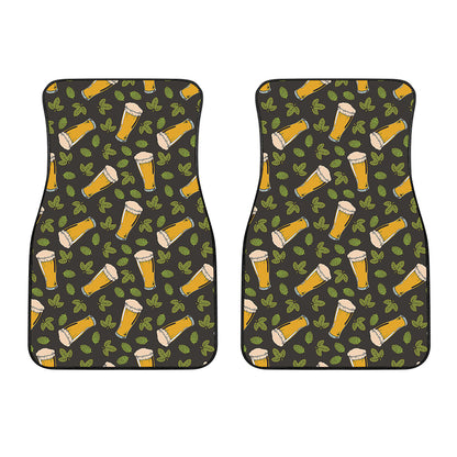 Beer Hop Cone And Leaf Pattern Print Front Car Floor Mats