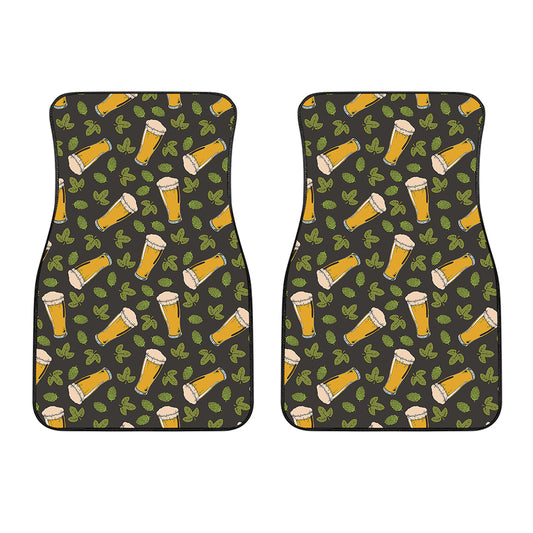 Beer Hop Cone And Leaf Pattern Print Front Car Floor Mats