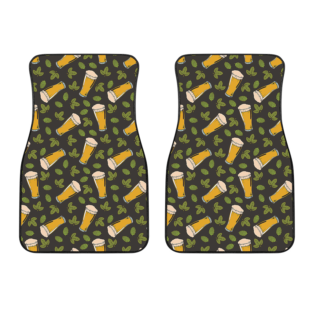 Beer Hop Cone And Leaf Pattern Print Front Car Floor Mats