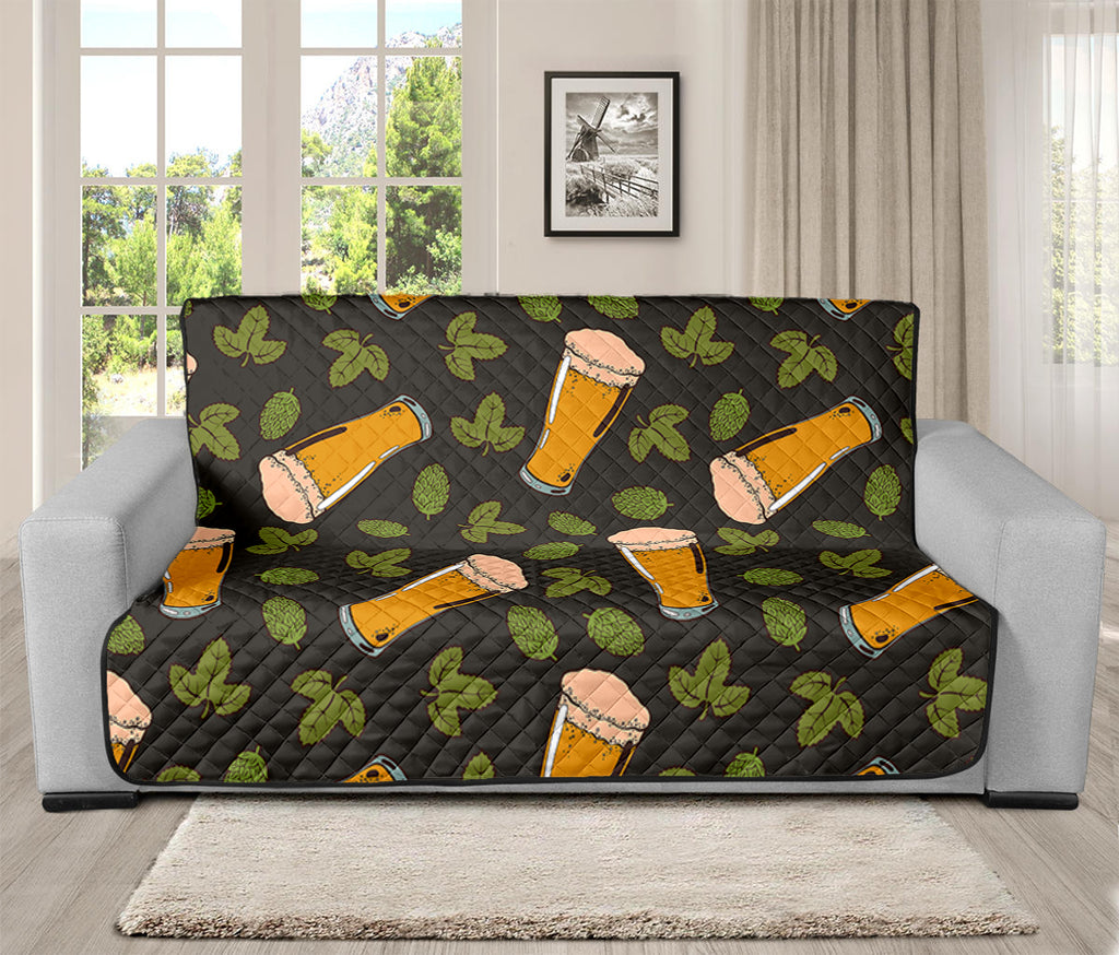 Beer Hop Cone And Leaf Pattern Print Futon Protector