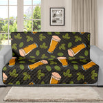 Beer Hop Cone And Leaf Pattern Print Futon Protector