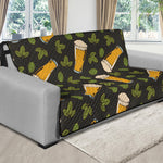 Beer Hop Cone And Leaf Pattern Print Futon Protector