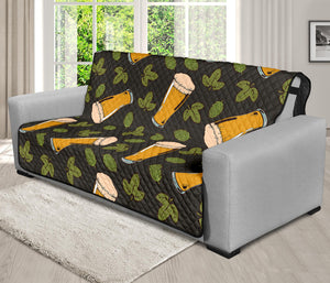 Beer Hop Cone And Leaf Pattern Print Futon Protector