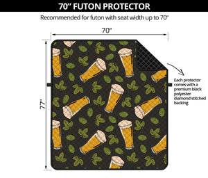 Beer Hop Cone And Leaf Pattern Print Futon Protector