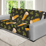 Beer Hop Cone And Leaf Pattern Print Futon Protector