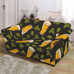 Beer Hop Cone And Leaf Pattern Print Loveseat Slipcover