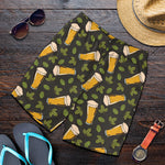 Beer Hop Cone And Leaf Pattern Print Men's Shorts