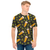 Beer Hop Cone And Leaf Pattern Print Men's T-Shirt