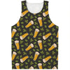 Beer Hop Cone And Leaf Pattern Print Men's Tank Top