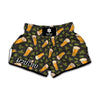 Beer Hop Cone And Leaf Pattern Print Muay Thai Boxing Shorts