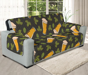 Beer Hop Cone And Leaf Pattern Print Oversized Sofa Protector